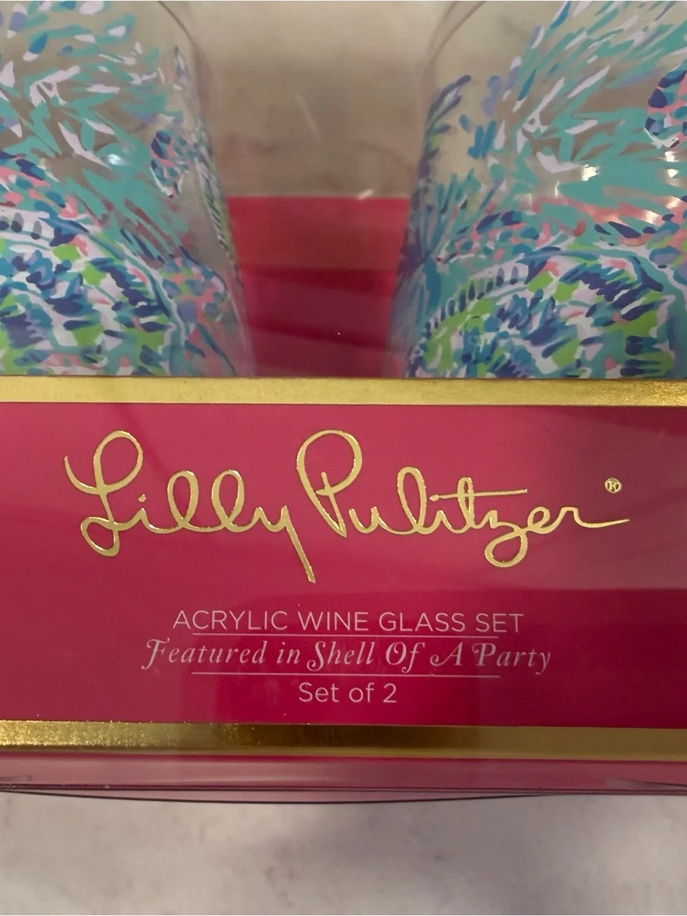 Lilly Pulitzer Shell of a Party Acrylic Wine Glass Set. Turtles! 🐢